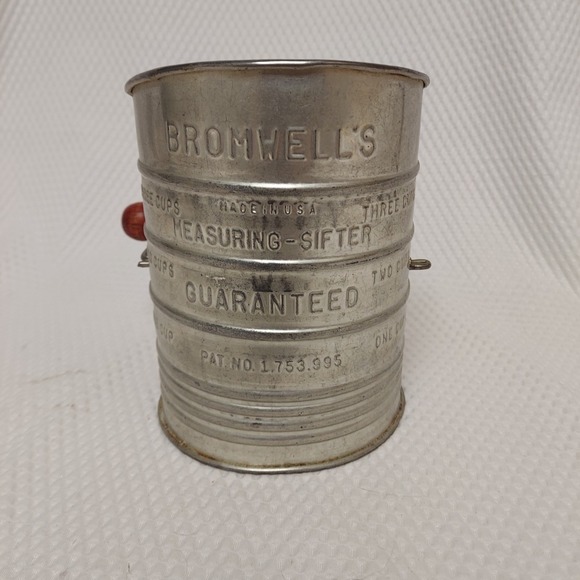 Other - Vintage Bromwell's 3 Cup Flour Measuring Sifter Wood Crank Handle, Made In USA